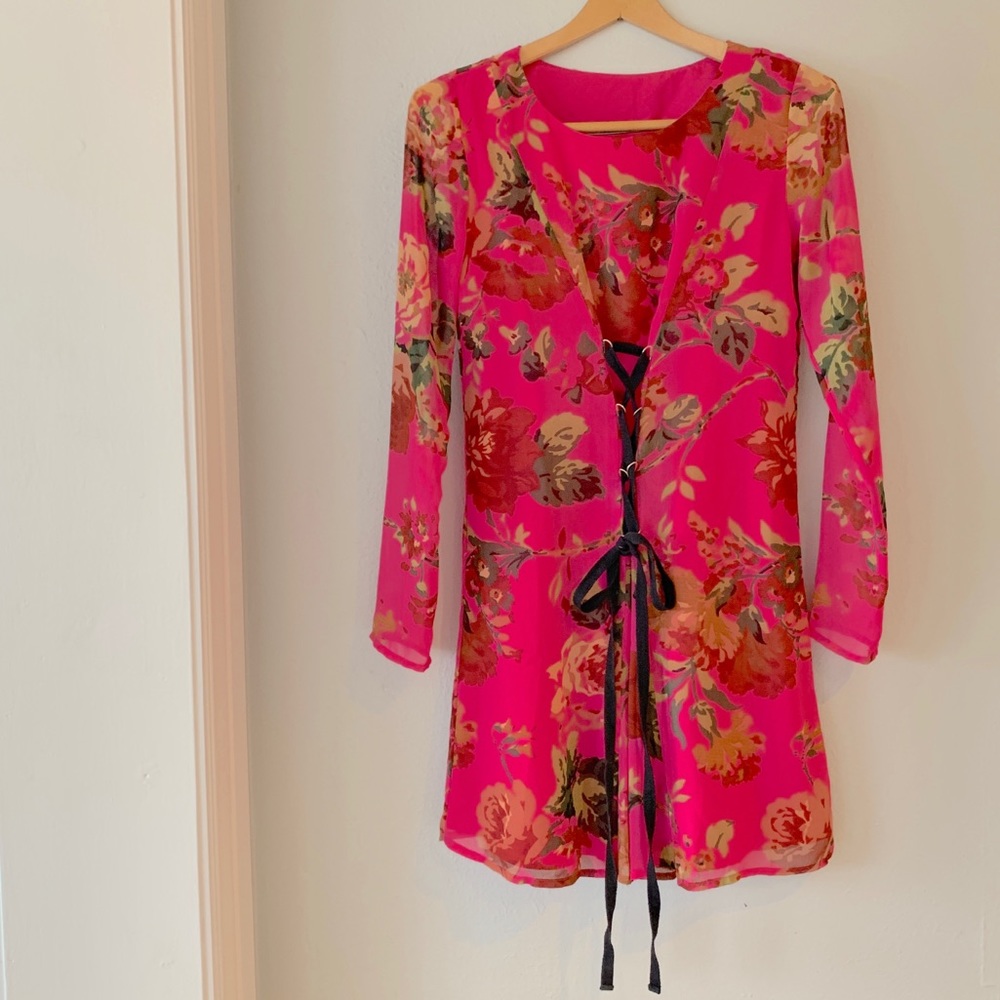 ASOS Long Sleeve Floral Tie Dress